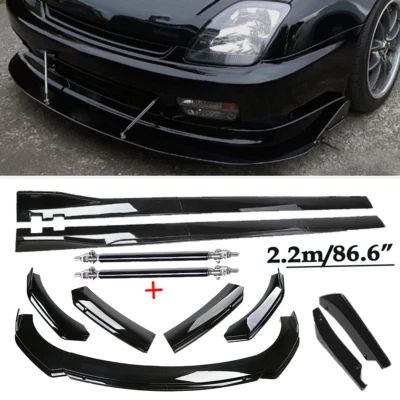 Front Bumper Spoiler Body Kit /Side Skirt/Strut Glossy Black For Honda Prelude Foto 1 de 4