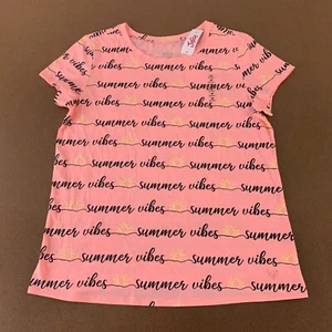 Justice Girls Size 18 Plus Pink Summer Vibes Graphic Short Sleeve T-Shirt NWT - Picture 1 of 7