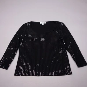 St John Evening Shirt Womens Small Black Embellished Long Sleeve - Picture 1 of 11