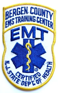 NEW BERGEN COUNTY NJ STATE DEPT. OF HEALTH EMS TRAINING CENTER EMBROIDERED PATCH - Picture 1 of 3