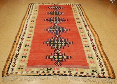 c1930s ANTIQUE HIGHLY DETAILED CAUCASIAN KILIM 5.9x12.1 HIGH KPSI_VEGETABLE DYE - Image 1 of 4