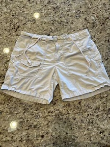 POLO Ralph Lauren Shorts Size 10 Tan Cream Cargo Zip Roll Drawstring Y2K Vintage - Picture 1 of 23