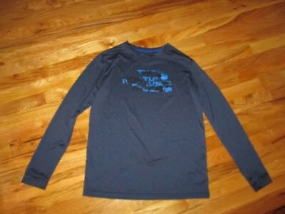 Camisa de poliéster manga larga con logotipo camuflado azul marino seco destellado The North Face XL para niños Foto 1 de 4