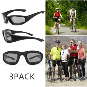 3 Paar windabweisende Anti UV Schaum gepolsterte Gläser Motorradfahren Sonnenbrillen - Bild 1 von 19