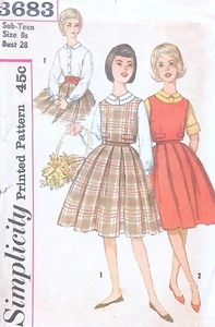 Simplicity Sewing Pattern 3683 Tween Sub Teen Blouse Skirt Top Size 8 Cut 1960's - Picture 1 of 5