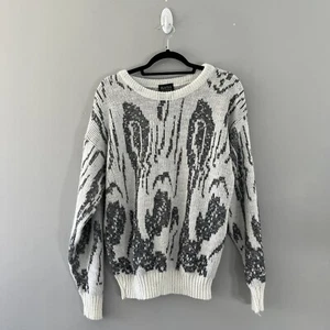 Vintage 70s 80s New Era Knit Sweater Black White Marble USA Size Large - Picture 1 of 4
