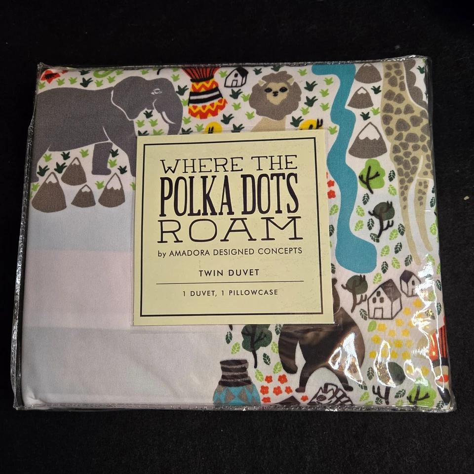 Where The Polka Dots Roam Twin World Map Reversible Duvet Cover Set 1 Pillowcase