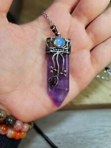 Natural Amethyst Point pendant necklace, natural Amethyst stone