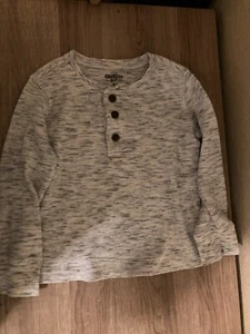 Osh Kosh B'gosh Henley Top 5 Light Gray Textured Long Sleeve Cotton Blend Marled - Picture 1 of 3