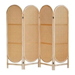 4 Panel Rattan Room Divider Wall Room Dividers and Folding Privacy Screens - Picture 1 of 10