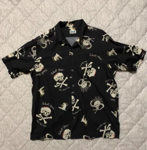 Schott Hawaiian skull shirts Black M half-sleeve open collar from Japan - Picture 1 of 5