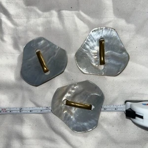 3 Vintage Shell Buttons White Gold 2” Shank Coat Costume - Picture 1 of 5