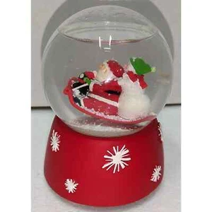 Santa Snowman Sled Musical Glass Snow Globe Windup I'll Be Home for Christmas - Picture 1 of 8