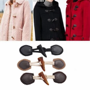 4Pairs Leather Horn Toggle Closure Buttons Coat Jacket Duffle Clothes Sewing DIY - Picture 1 of 13