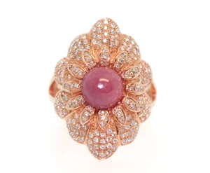 Red Corundum / White Topaz Ring - Picture 1 of 3