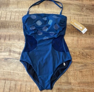 Opera Swim Fascination Badeanzug Glamour Punkte Strass Netzeinsätze 36C Neu - Bild 1 von 4