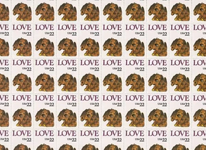 #2202 Puppy Love 1986 22 cent full mint sheet of 50 stamps MNH OG - Picture 1 of 1