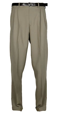 Mens Taupe Dress Pants Big & Tall Pleated Trousers Slacks & Belt Sizes 44 to 70 - Image 1 of 4