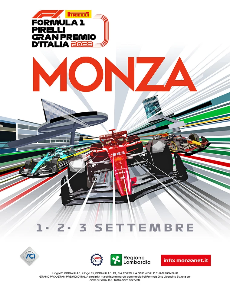 PÓSTER FÓRMULA 1 PIRELLI GRAN PREMIO D'ITALIA 2023 EN EL CIRCUITO DE MONZA Foto 1 de 1