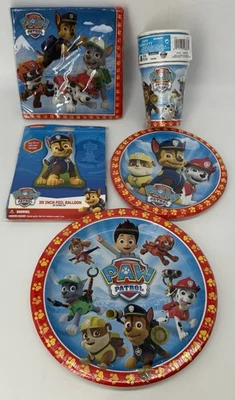 Paw Patrol Cumpleaños Suministros Decoraciones Fiesta Kit Servilletas Platos Tazas Globo Foto 1 de 4
