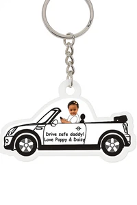 Personalised Car Keyring, Drive Safe Daddy, Custom Photo Keyring, Car Gift - Picture 1 of 8