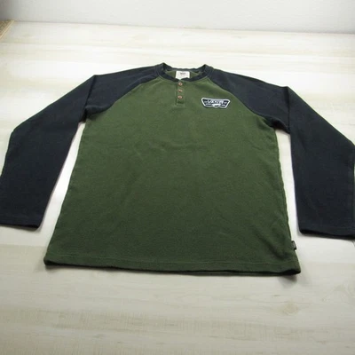 Vans Shirt Mens Medium Green Black Thermal Henley Long Sleeve Outdoor Skater - Image 1 of 4