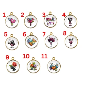 Skurrile Valentinstag Liebe & Herzen Glas Cabochon Charms - Bild 1 von 26