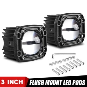 2PCS Dual Color Yellow White LED Work Light Flush Mount Fog Driving Pods Offroad - Imagen 1 de 10