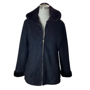 Chaqueta con Capucha Marvin Richards Gamuza Negra Para Mujer’s M Cremallera Frontal - Imagen 1 de 11