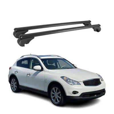 Porta-bagagens preto barras transversais rack de teto com trava Infiniti Qx50 2014-2017 - Imagem 1 de 4