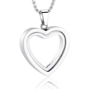 Glass Cremation Jewelry Necklace with Heart Memorial Locket for Ashes - Stain... - Picture 1 of 9