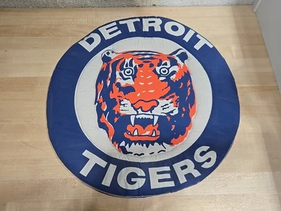 Cojín de asiento vintage DETROIT TIGERS 19" diámetro años 80 logotipo de béisbol alambre acolchado Foto 1 de 4