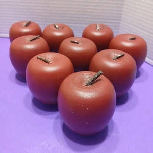 SET OF 9 WOOD WOODEN RED APPLES - RUSTIC FARMHOUSE DECOR 2.5" - Picture 1 of 7