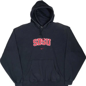 VINTAGE NIKE NCAA SAN DIEGO SDSU BLACK HOODIE SWEATSHIRT 1990S XL - Picture 1 of 5