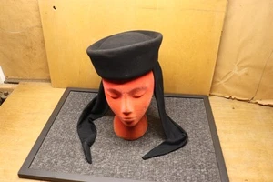 Vintage Black Bollman Hat Co Felt Women's Hat 100% Wool Importina - Bild 1 von 10