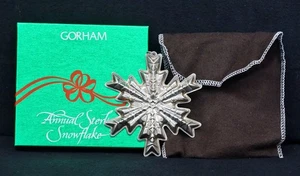 Ornamento fiocco di neve in argento sterling GORHAM 1978 .925 con scatola e borsa - Foto 1 di 5