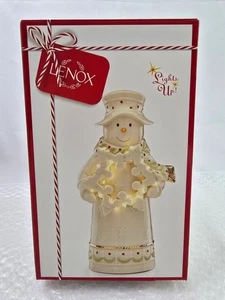 Lenox Merry & Light Lit Snowman Holding Star Christmas Figurine 8" - Picture 1 of 9