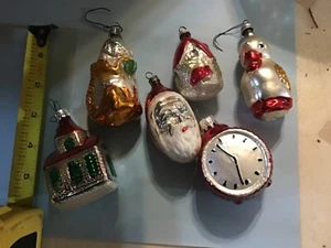 Eating Squirrel Glass / duck/clock/Santa/house/Christmas Ornament lot ESTATE - Picture 1 of 2