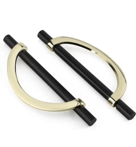Half Moon Pulls Gold and Black Drawer Cabinet Drawer Pulls Handle 5 Pack - Picture 1 of 6