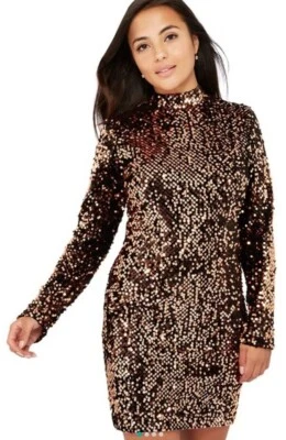 PRINCIPLES PETITE Bronze Gold Sequinned Mini Party Dress Size 16 BNWT RRP £59  - Image 1 of 4