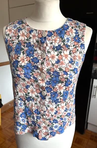 VGC Ladies RIVER ISLAND Soft STRETCH FRONT BUTTON Up PINK & BLUE Floral Top 10 - Picture 1 of 3