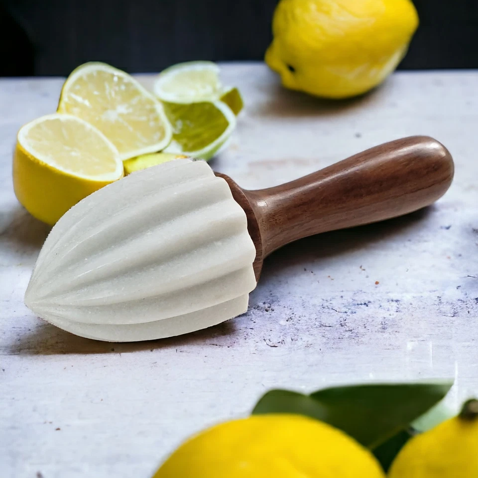 NOVA 68 Pesto Wood & Natural White Marble Handheld Handcrafted Juice Squeezer - Image 1 of 4