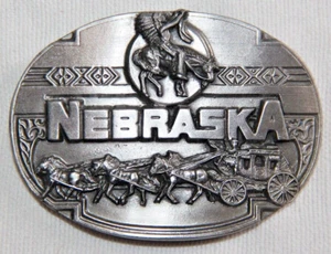VINTAGE 1989 NEBRASKA BELT BUCKLE BY SISKIYOU - Picture 1 of 2