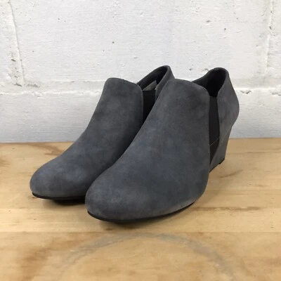 Vionic Mujer Talla 8 Stanton Zapatos de Cuña Sin Cordones Gris Gamuza Botines Botas al Tobillo Foto 1 de 4
