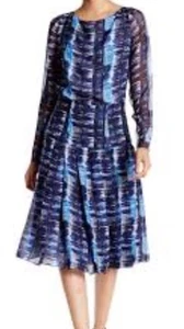 NWT Oscar Del La Renta Bayeau Marine Silk SZ 4 Dress MSRP $3500 - Picture 1 of 7