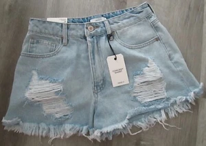 ¡NUEVO CON ETIQUETAS! FOREVER 21 DENIM CONCIERTO CORTO TIRO MEDIO SLIM FIT 26 RASGADO/DESHILACHADO ¡ENVÍO GRATUITO! - Imagen 1 de 3