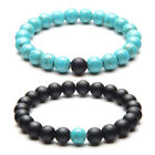 2 Pcs Gift for Couples Bracelets Him and Her Lovers White Turquoise