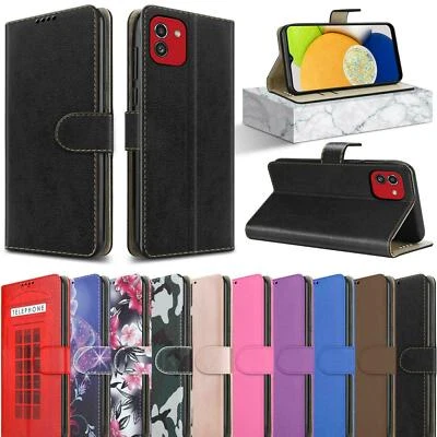 PHONECOVERSUK For Samsung Galaxy A03 2022 Wallet Case, Leather Magnetic Flip Stand Phone Cover