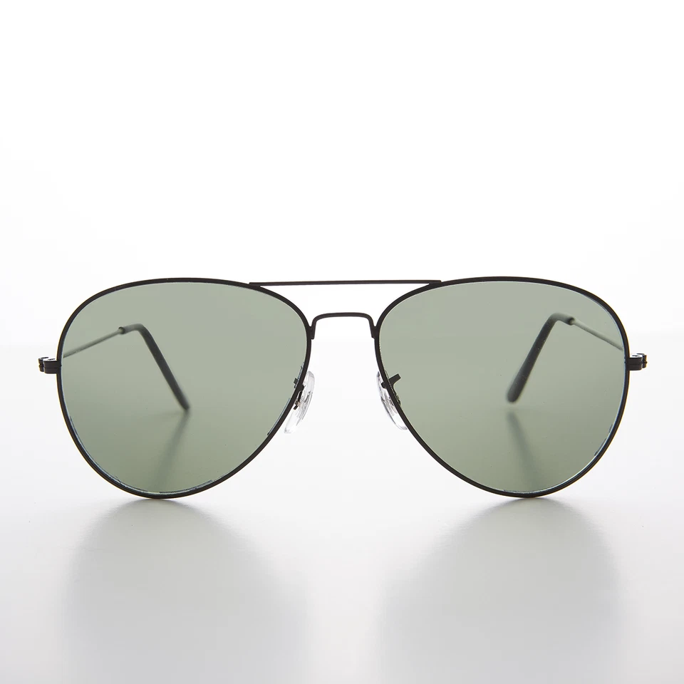 Black 60mm Teardrop Glass Lens Dead Stock Vintage Pilot Sunglass -Hughes - Image 1 of 3