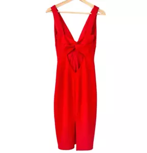 Katie May Red Lipstick Sleeves Cutout Body-con Romantic Sexy midi Dress Sz 14 NW - Picture 1 of 6